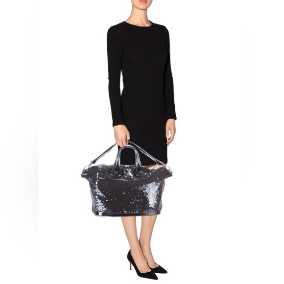 Givenchy Black Sequin and Patent Leather Medium Nightingale Tote Bag - Picture 2 of 13